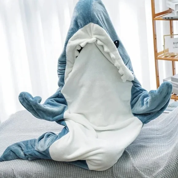 Blue Shark Hooded Blanket - Picture 2 of 5